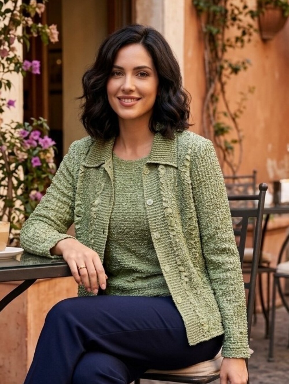 Textured Green Button-Up Jacket